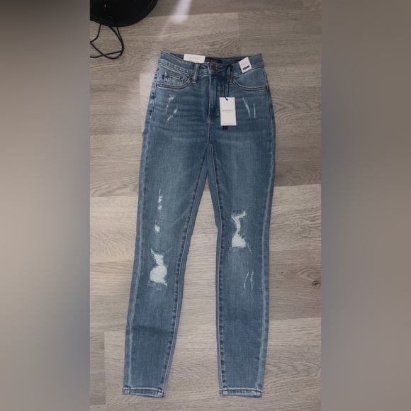 Judy Blue Denim - Judy Blue Distressed Skinny Jeans in Blue